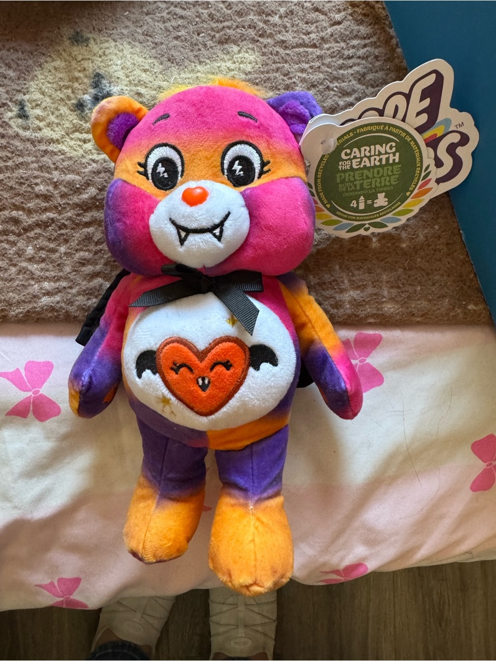 Spooky sparkle Carebear Halloween  bear plush